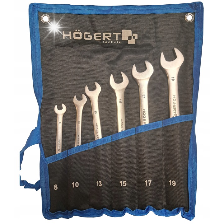 Set chei plate si tubulare Hoegert Technik HT1W592 6 piese cromat 8x10x13x15x17x19mm