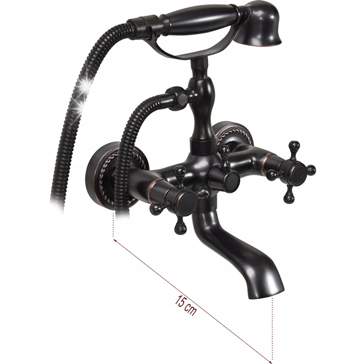Fala Retro kádcsaptelep fekete sárgaréz 15cm szett