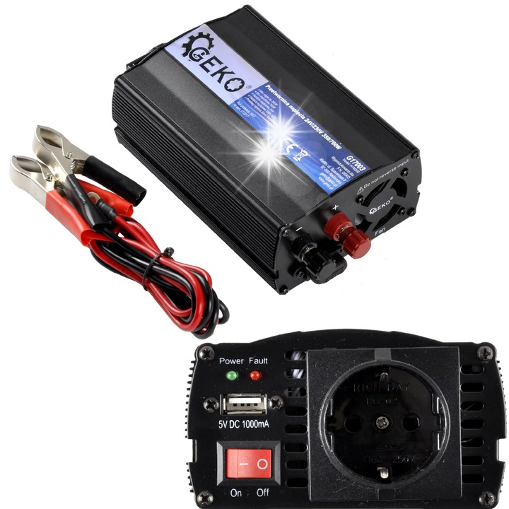 Geko autó inverter 24V-230V 500W 1000W USB-vel