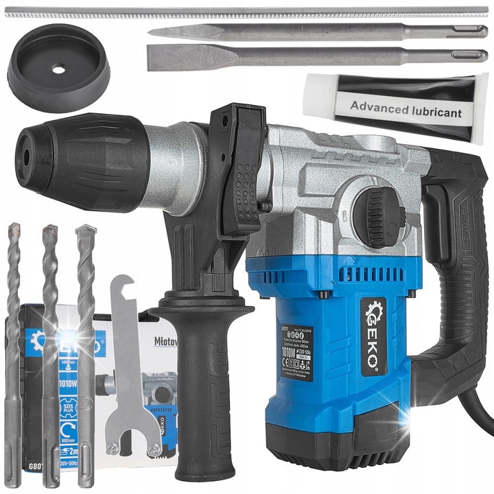 Ciocan rotopercutor Geko 1010W 4J 4 moduri SDS Plus set accesorii