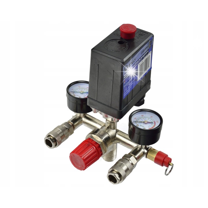 Presostat Geko 230V cu 2 manometre si supapa 6-8bar 0.5kg