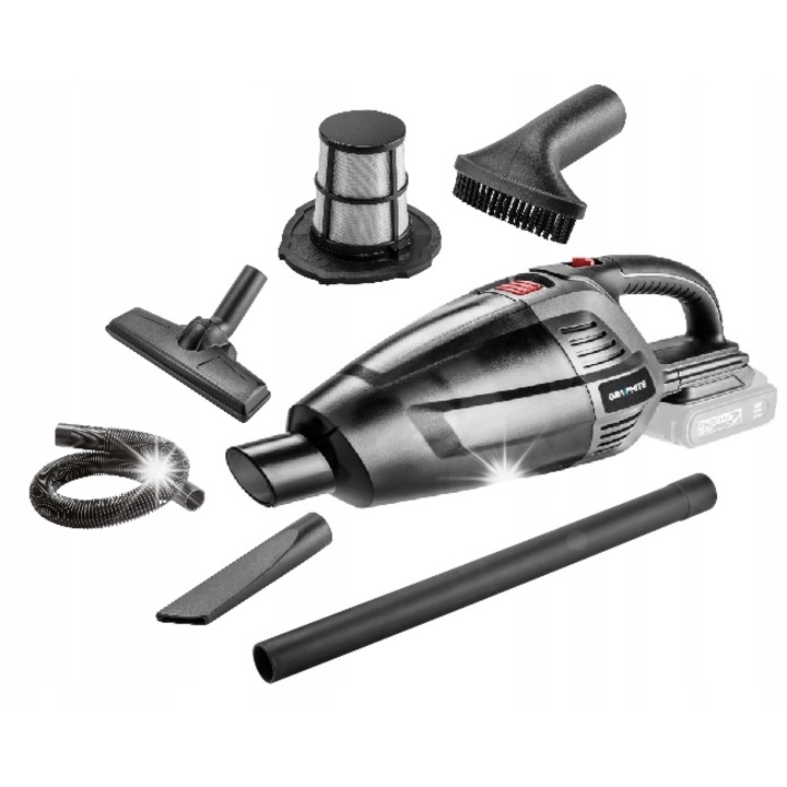 Aspirator fara fir 2 in 1 GRAPHITE Energy+ 18V, filtr HEPA, set accesorii