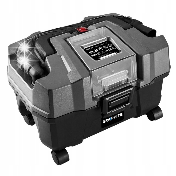 Graphite Energy+ 18V műhelyporszívó, Li-Ion, 10L, multifunkcionális, fekete, 4.66kg