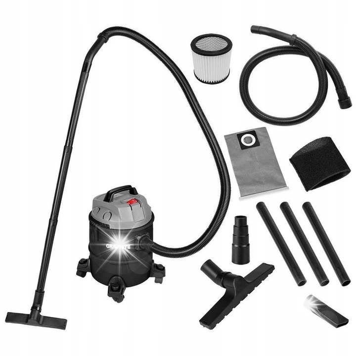 Graphite ipari porszívó 1200W 20L tartozékokkal, kék, 2m