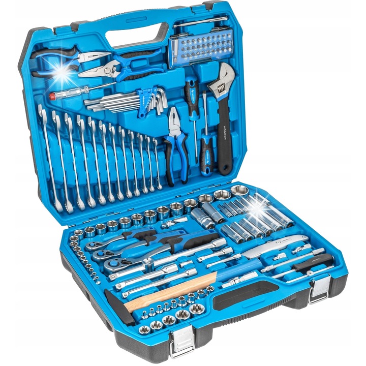 Set scule Hoegert Technik 131 piese crom-vanadiu multicolor 1/4x3/8x1/2 inch