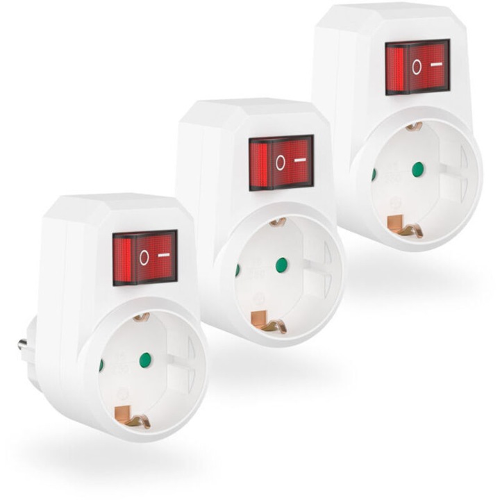 Prelungitor cu intrerupator si protectie copii, Schuko, 250V 16A, 4.9cm