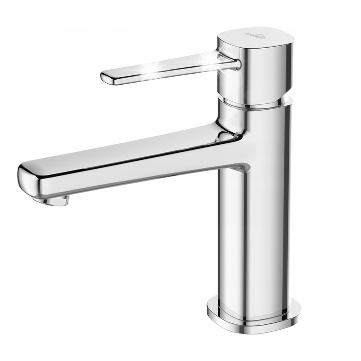 Смесител за мивка Invena Glamour, хром, с клик-клак, стоящ монтаж, размери 17x7x22см