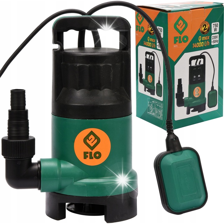 Flo 750W merülő szivattyú, 7,5m, 10m kábel, fekete, 160x340mm