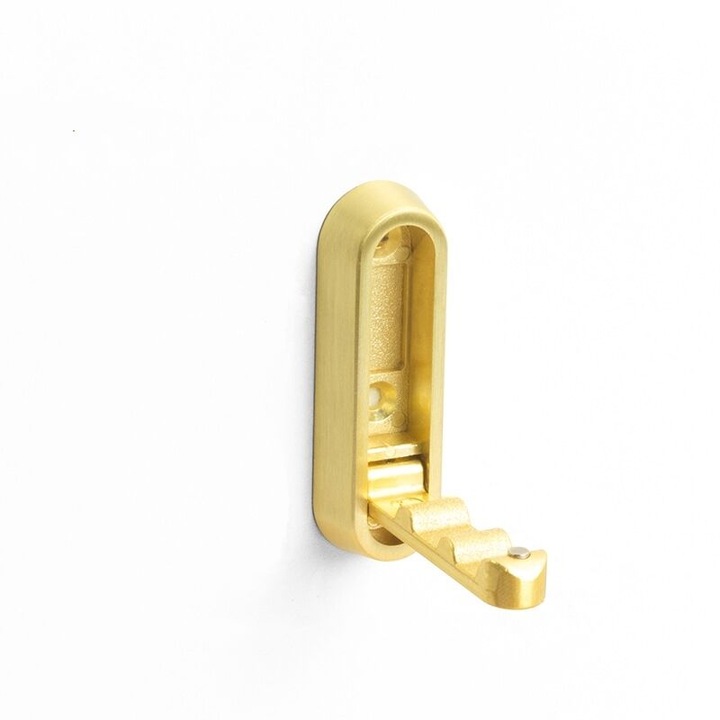 Cuier pliabil de perete, agatator pliant din aliaj de zinc, pliere 90°, montaj cu suruburi, auriu, set 4 bucati, 7.4x2.4x1.3 cm