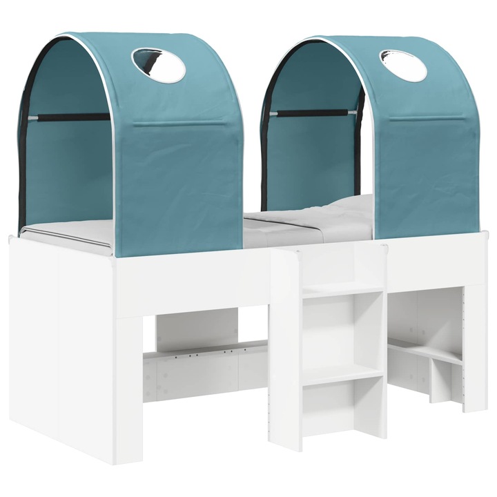 Set Pat cu Tunel 4 pcs vidaXL, Alb si albastru Lemn prelucrat