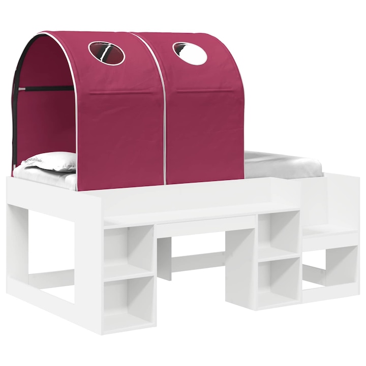 Set Pat cu Tunel 4 pcs vidaXL, Alb si negru Lemn prelucrat