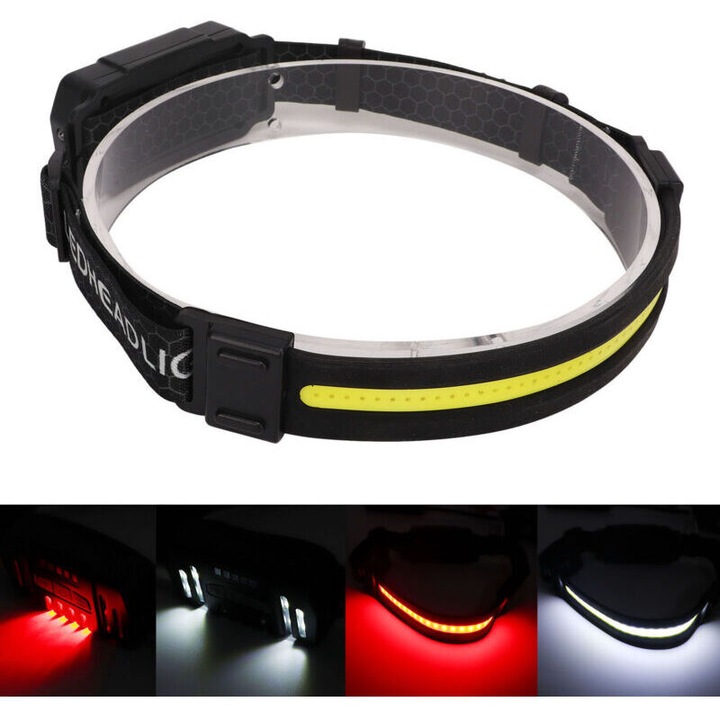 LED COB фенер, USB презареждаем, бяло-червен, 142g, IPX4