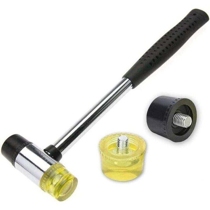 Ciocan cauciuc 250mm, 2 capete schimbabile, negru