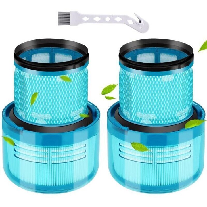 Filtre compatibile Dyson V6/V8/V11/V12/V15 Detect Absolute DY-970013-02, HEPA H12, lavabile, albastru, 2 buc