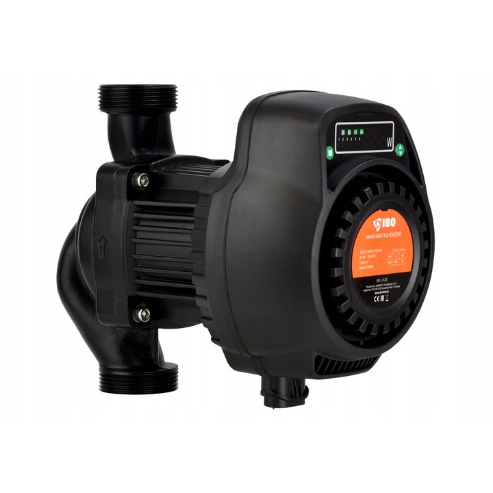 IBO MAGI MAX 32-100/180 keringető szivattyú, elektronikus, 9 üzemmód, EEI ≤ 0,23, fekete, 180 l/perc
