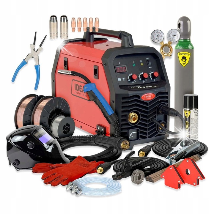 Апарат за заваряване Ideal Tecnomig 220 MMA Digital II v2, MIG/MAG/MMA, 230V, 200A, 510x230x370mm