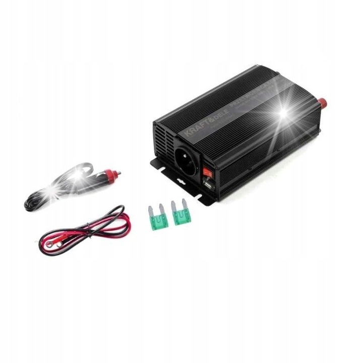 Kraft&Dele KD1257 300/600W szinuszos inverter fehér 12V-230V