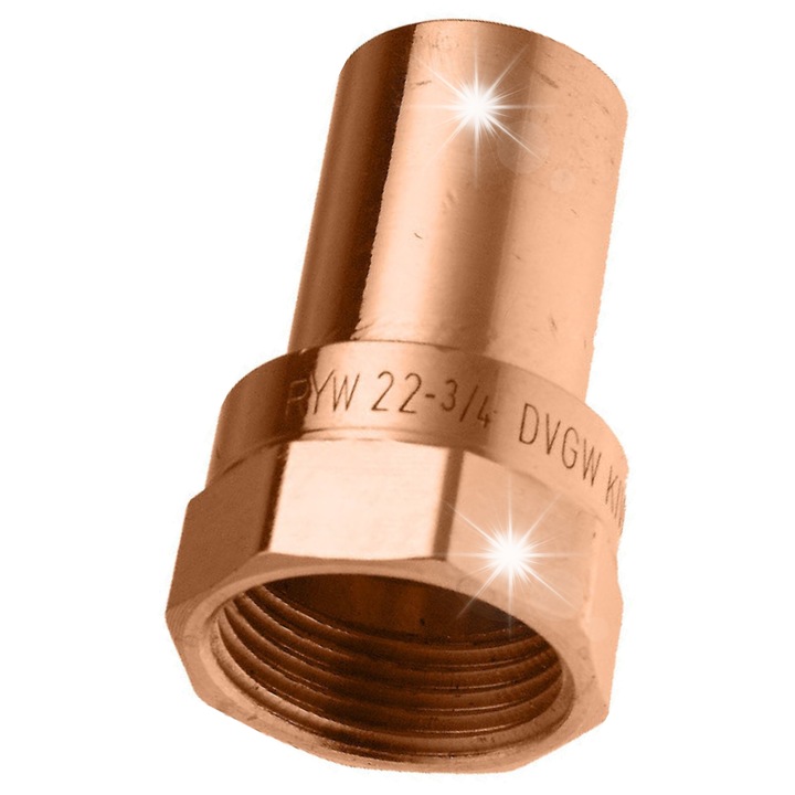 Fiting niplu Kan-therm 2265328004, pentru 22 x 3/4", tehnologie press cu garnitura O-ring, cupru