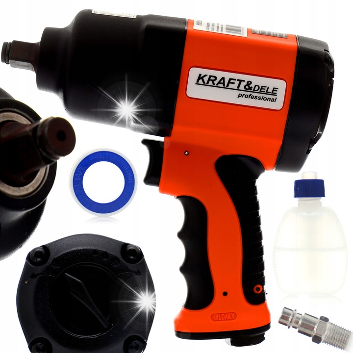 Kraft&Dele KD1429 pneumatikus ütvecsavarozó, 1200 Nm maximális nyomatékkal, 1/2", narancssárga/fekete, 1 db