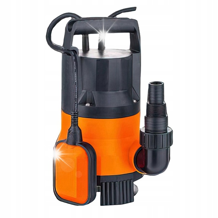 Pompa pentru apa murdara Kraft&Dele KD738, 1450 W, 9.000 L/h, cu intrerupator cu plutitor, total submersibila, negru/portocaliu