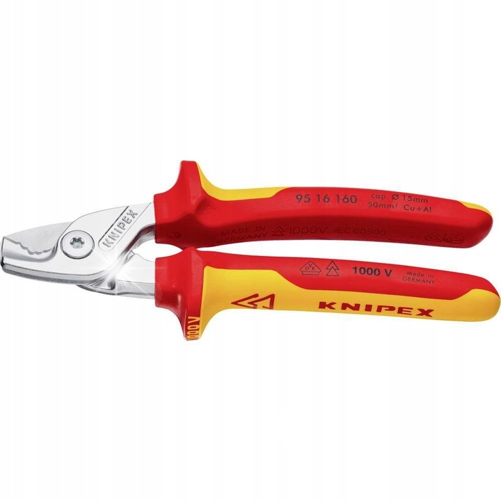 Knipex StepCut kábelvágó fogó, 160mm, ergonomikus, VDE szigetelt