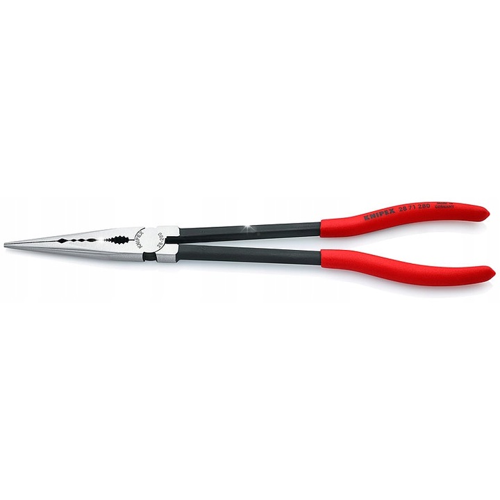 Knipex K28 71 280 szerelőfogó, profilozott lapos pofa, bevonatos markolat, speciális edzett acél, 280 mm, Piros