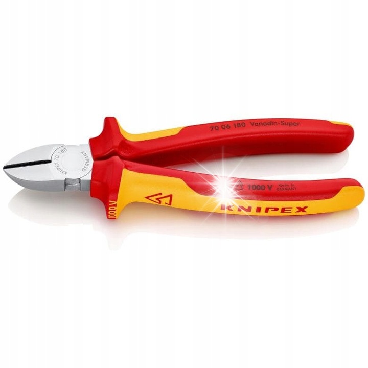 Knipex 180mm 1000V-ig szigetelt oldalcsípő fogó, precíz vágás, vanádium acél