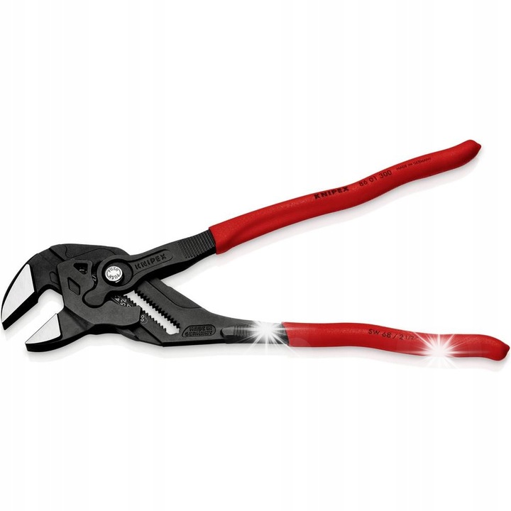 Knipex 86 01 300 állítható fogó-kulcs, 300 mm, 24 pozíció, sima pofákkal szerelvényekhez, Piros