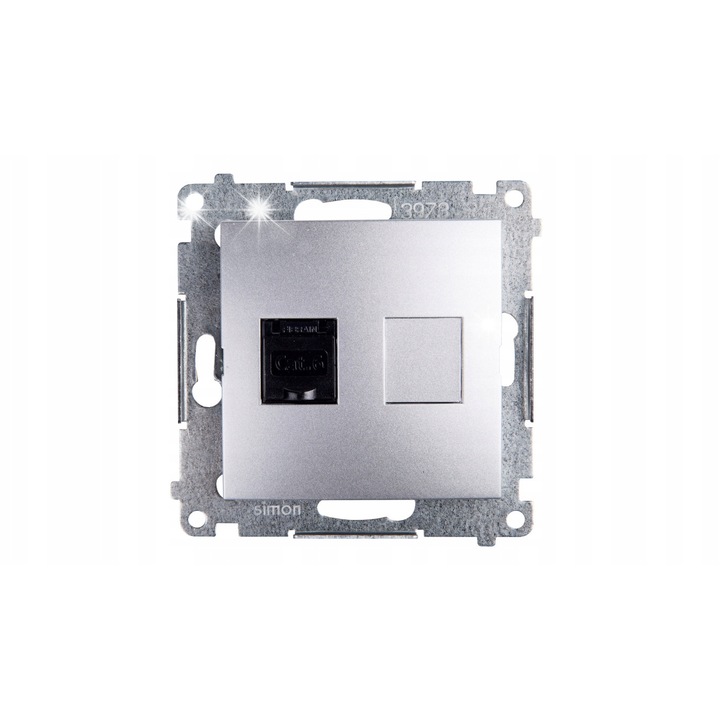 Компютърен контакт RJ45 Simon 54, матово сребрист, 75x75x37мм