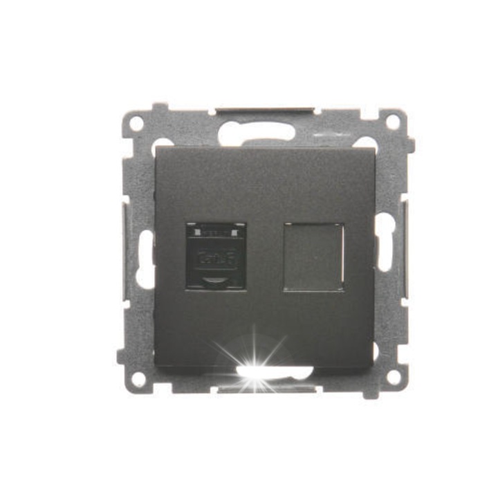 Мрежов контакт RJ45, Kontakt-Simon Simon 54, антрацит, 60x60мм