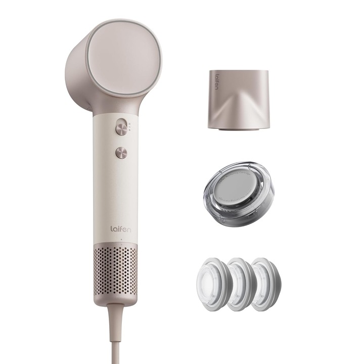 Uscator de Par Laifen Neo Special, 110000 RPM, 22 m/s, 1500W, Infuzie Ulei, 200 Milioane Ioni Negativi, 58°C Care Mode, 3 min Uscare, Champagne Gold