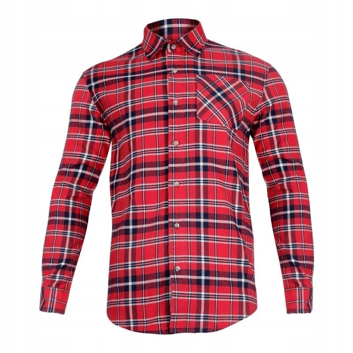 Camasa flanelata Lahti Pro, rosie, bumbac 100%, croiala universala, cu buzunar, de lucru, L