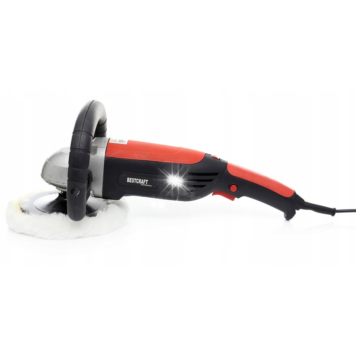 Kraft&Dele EC531 autópolírozó gép, 2400W, 6 fokozatú fordulatszám-szabályozás, 180 mm tárcsaátmérő, M14, csúszásmentes fogantyúk, piros/fekete