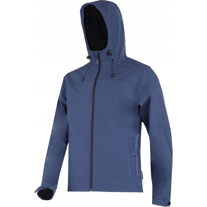 Geaca softshell cu gluga, Lahti Pro, model L40935, bleumarin, 4 buzunare, material elastic, S