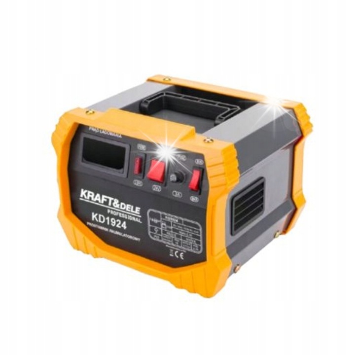 Incarcator acumulator/baterii Kraft&Dele KD1924, automat 12/24V, cu afisaj si protectie la supratensiune, gri/oranj, 5kg