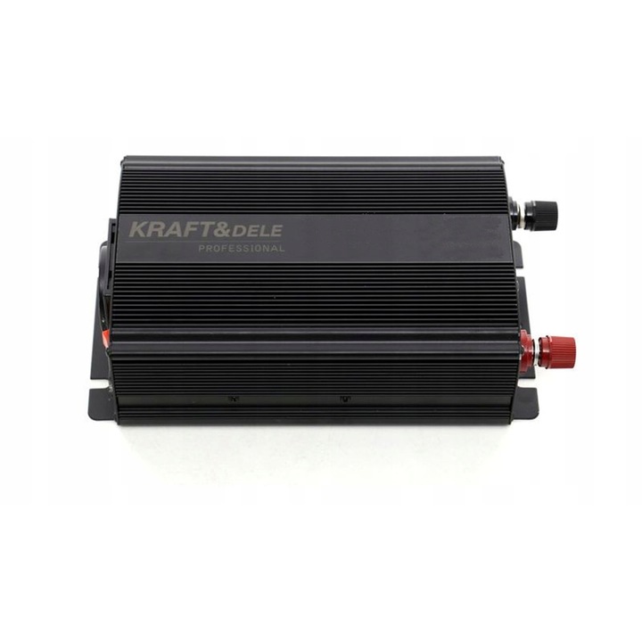 Kraft&Dele KD1251 autó inverter, 350W folyamatos, 700W impulzus, 24V/230V, módosított szinusz, USB, Fekete