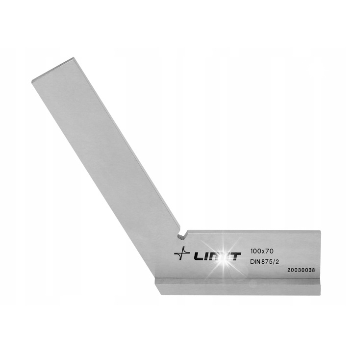 Echer 120° Limit 279850101, acélból, DIN 875/2 pontosság, csiszolt felületek, fém, 100x70 mm, vastagság 5 mm