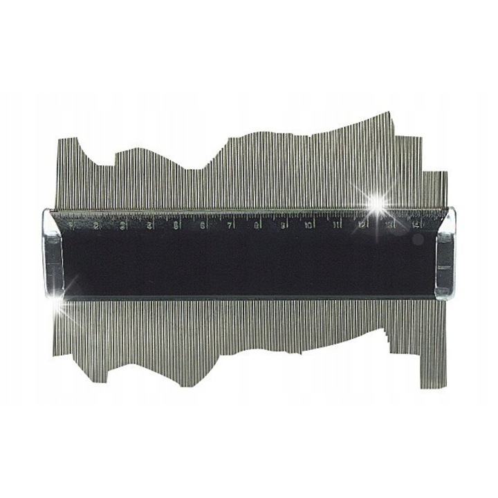 Kontúrmérő sablon Limit 150 mm, szabálytalan profilok másolásához, rozsdamentes acélból, ezüst, 1 db