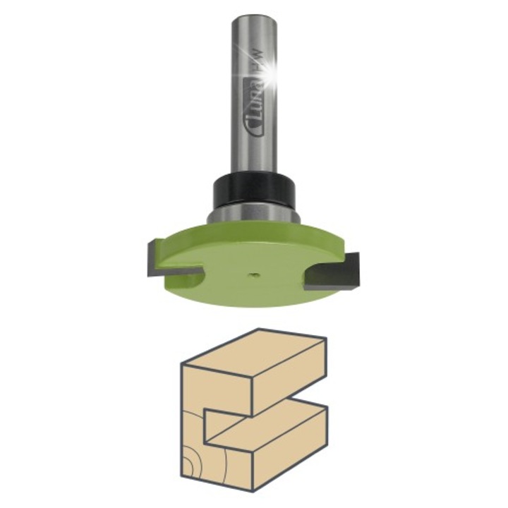 Freza pentru caneluri/freza disc Luna 36mm 4-6-4 HM 210051405 cu placute din carbura, rulment superior 24x8mm, verde, 1 buc