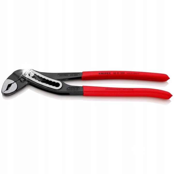 Knipex 88 01 300 Alligator állítható csőfogó, önzáró, 9 pozíció, edzett fogak 61 HRC, piros/fekete, 300 mm