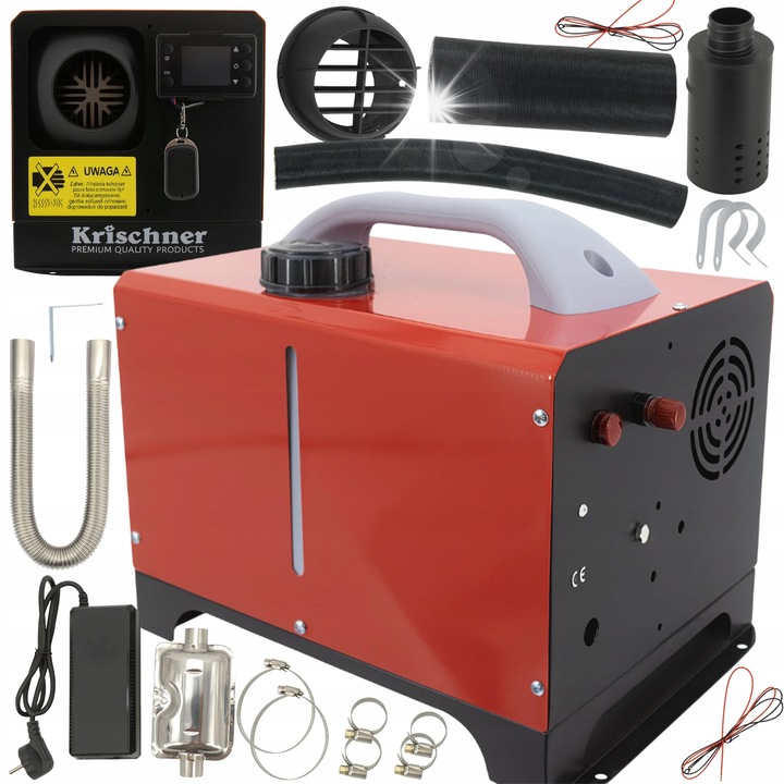 Krischner dízel fűtőtest, 8 kW, ventilátorral, hordozható, piros/fekete, 230V/50Hz