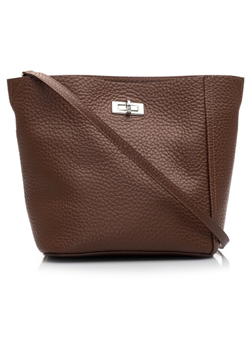 Geanta dama de umar, Musette, CREOLE, Piele naturala, Maro, 30 x 13 x 22 cm