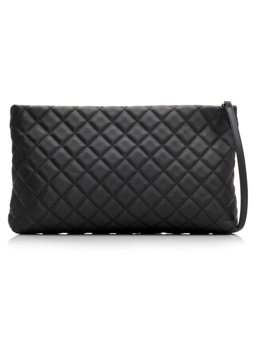 Geanta dama tip plic, Musette, LARUE MATLASAT, Piele naturala, Negru, 40 x 5 x 22 cm