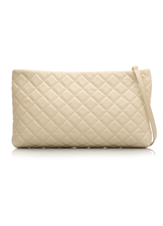 Geanta dama tip plic, Musette, LARUE MATLASAT, Piele naturala, Bej, 40 x 5 x 22 cm