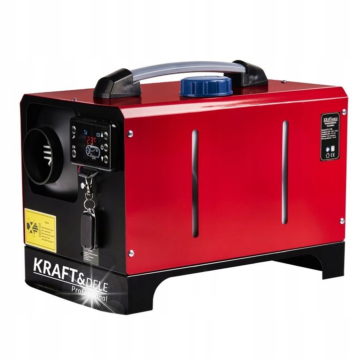 Kraft&Dele KD11780 dízel fűtés, 9 kW, 12V/230V, zárt égéstér, LCD panel és távirányító, piros, 9,5 kg