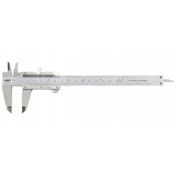 Tolómérő Limit CVU, analóg, nóniusz 0.02 mm (1/128 in), edzett rozsdamentes acél, ezüst, 200 mm