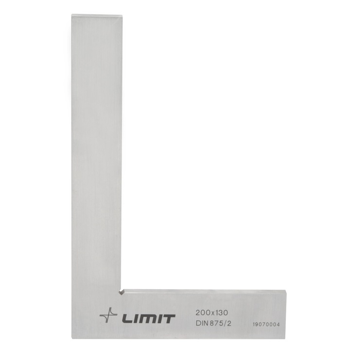 Limit DIN 875/2 lapos derékszög, csiszolt és polírozott acélból, egyenlő szárak, ezüst, 300x200 mm, 1 db