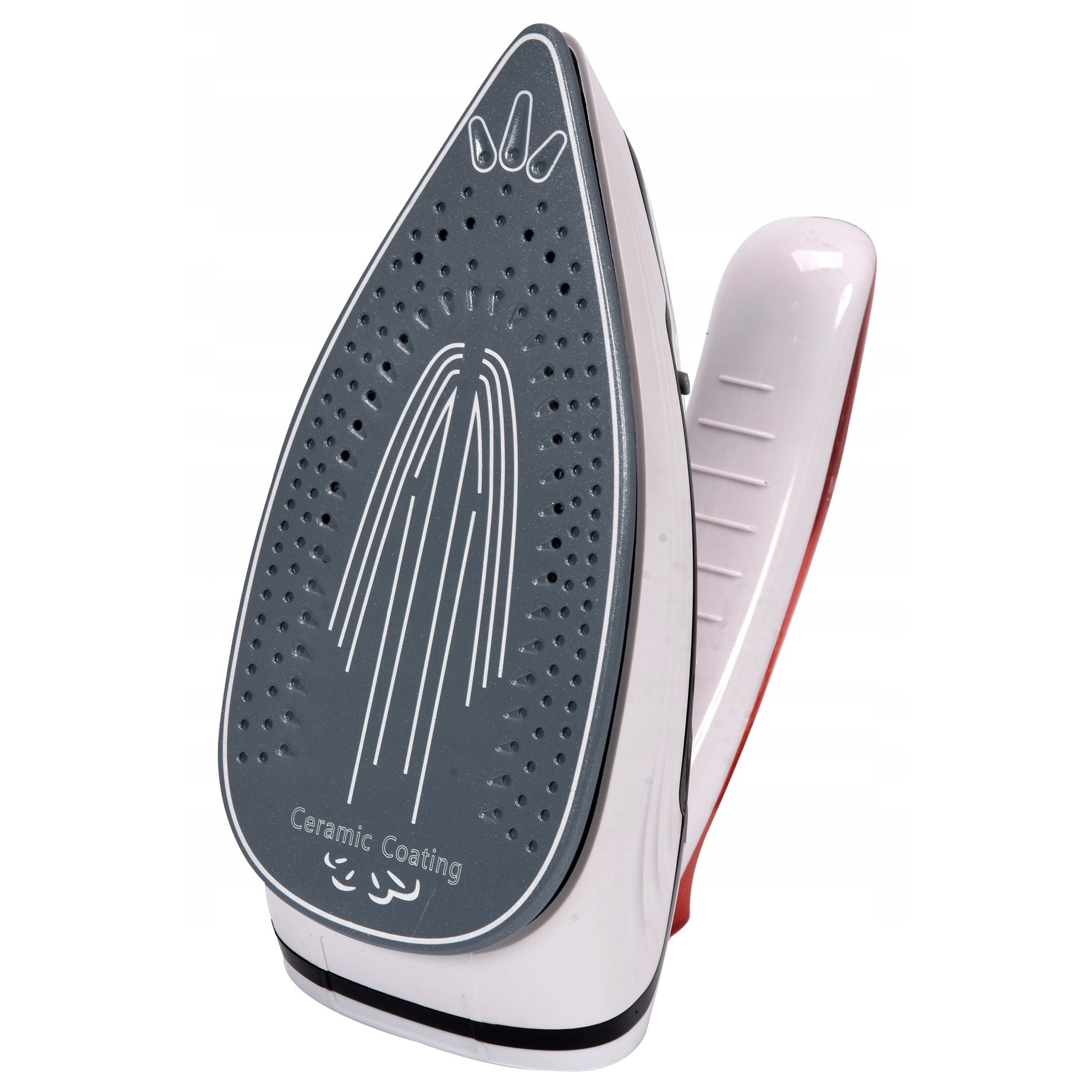 Fier de calcat turistic/de calatorie Lund 1100W, maner pliabil, talpa ceramica, alb/rosu, rezervor 80ml