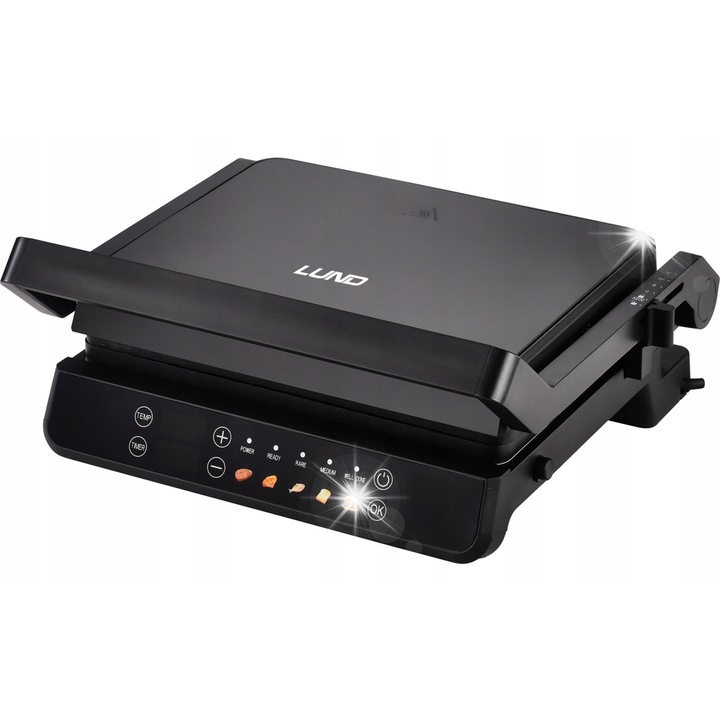 Lund elektromos grill 2000W levehető lapokkal LED panellel
