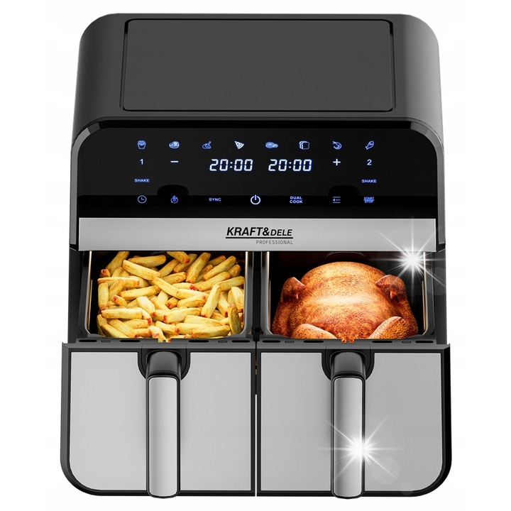 Фритюрник без мазнина Kraft&Dele, двоен, 9л, черен, дисплей, 2500W